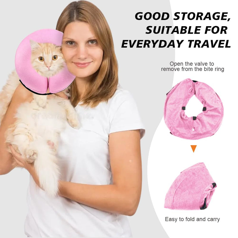 Inflatable Neck Collar for Dogs, Pink, Protective Collar, Lick Protection, Collar for After Surgery, Soft Collar Cat, Recovery Collar Adjustable