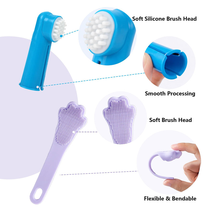 14 Pieces Dog Toothbrush Set, Silicone Finger Toothbrushes for Dogs and Cats, Double Brush, Reusable Teeth Cleaning Fingers Pads, Pet Dental Care Kit Oral Care, Portable Storage (14 Pieces) 14 Pieces