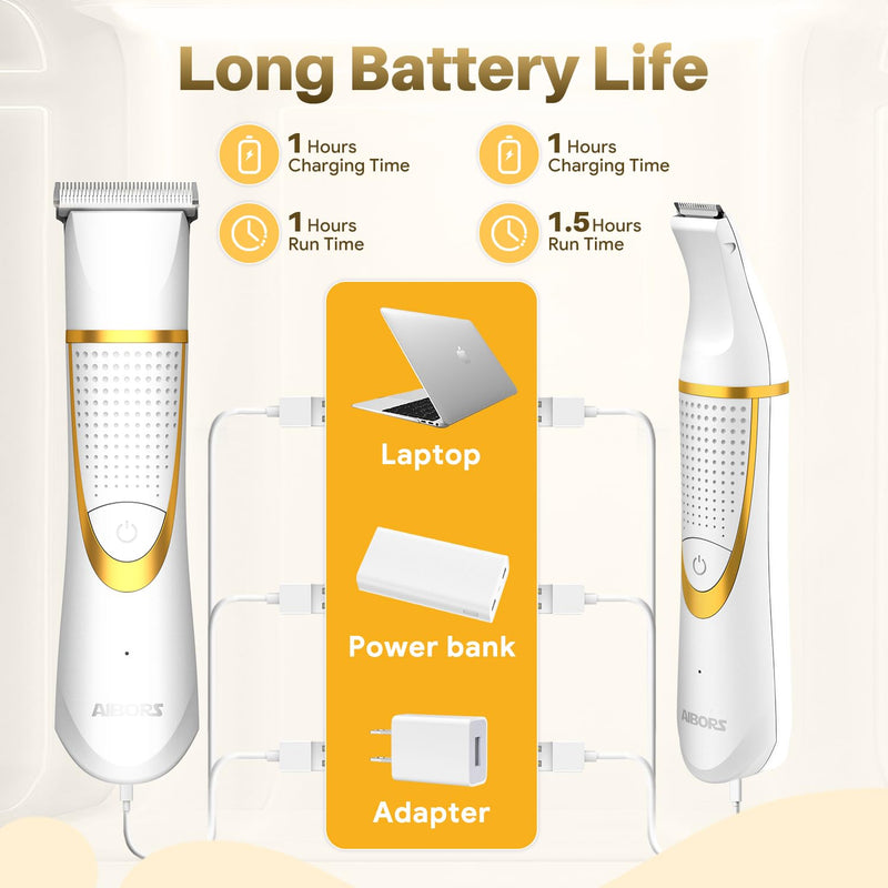 Small Dog Grooming Kit, 4 in 1 Electric Cordless Dog Paw Trimmer with Nail Grinder, Low Noise Dog Nail Trimmers, IPX7 Waterproof Small Dog Grooming Clippers for Paws, Ears, Face, Hip Hairl A-white - PawsPlanet Australia