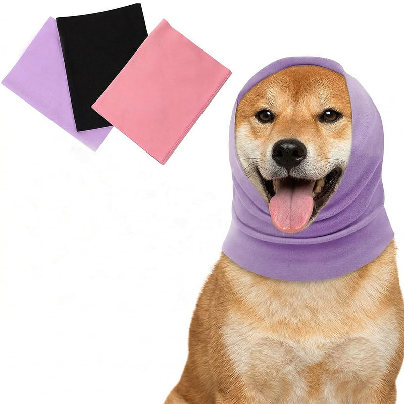 3Pack for Dogs & Cats | Dog Ear Protection Noise Muffs | Snood Ear Wrap Headband for Anxiety Relief, Grooming & Bathing | No Shake Calming Hoodie(M) M
