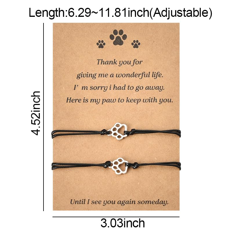Memorial Gifts Bracelet for Pet Loss of Dog Sympathy Gift Paw Print Friendship Bracelets for 2 Remembrance Gifts for Cat Passing Away Gifts for Cat Lovers Bereavement Gifts for Dog Lover Memory Gifts - PawsPlanet Australia