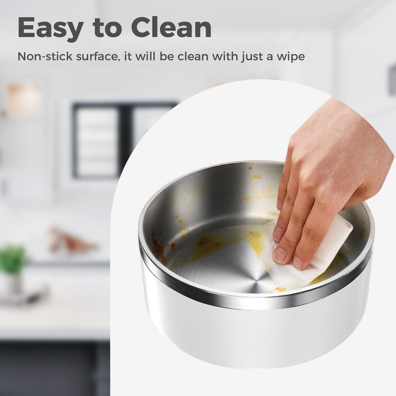 Dog Bowl, Stainless Steel Dog Food and Water Bowl with Non Slip Quiet Bottom, Easy to Clean, Dishwasher Safe, 40oz, White 40 oz - PawsPlanet Australia