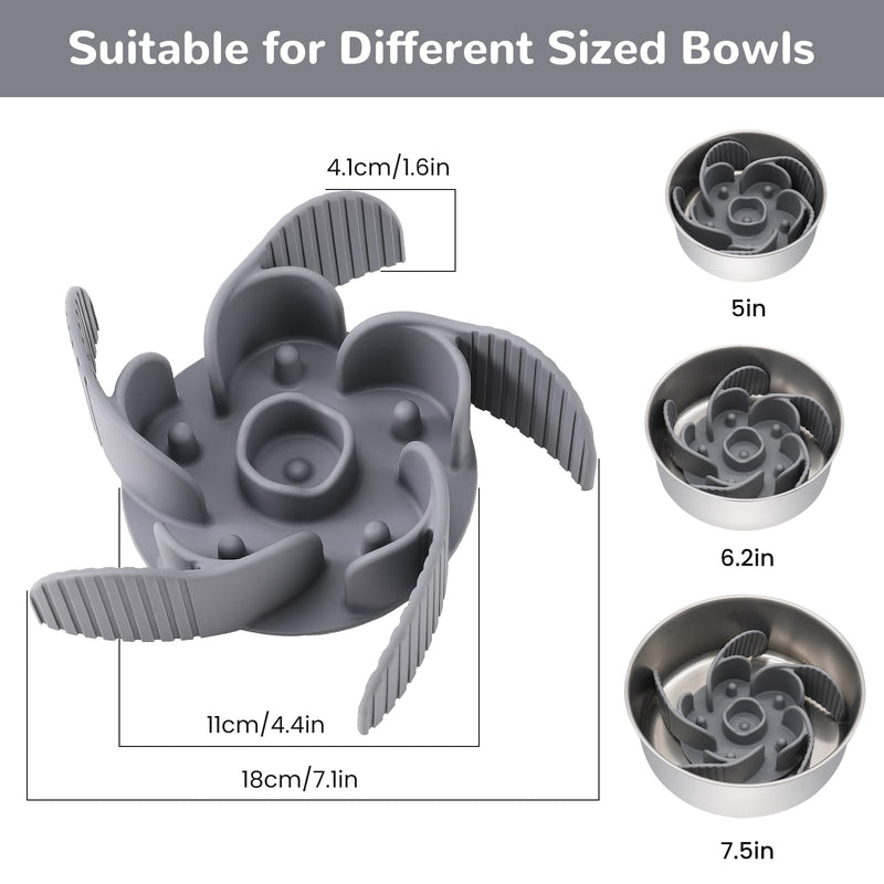MateeyLife Slow Feeder Dog Bowls Large Breed & Medium Breed with Suction Cups Cuttable Dog Slow Feeder Bowl, Slow Feeder Insert Fits Dog Bowls Slow Feeder with Metal Slow Feeder Dog Bowl (Gray) A/Gray - PawsPlanet Australia