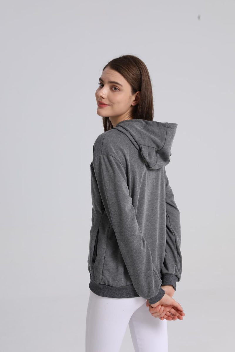 ALYC Pet Carrier Hoodie Cat Dog Pouch Holder Sweatshirt Large Pocket Pullover Shirt with Cat Ear for Women Dark Gray - PawsPlanet Australia