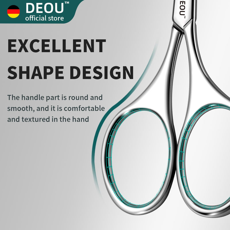 DEOU Silver Stainless Steel Round Nose Safety Scissors - Compact Facial Hair Trimming Tool for Men's Nose, Eyelashes, Eyebrows, Beard & Pet Grooming - PawsPlanet Australia