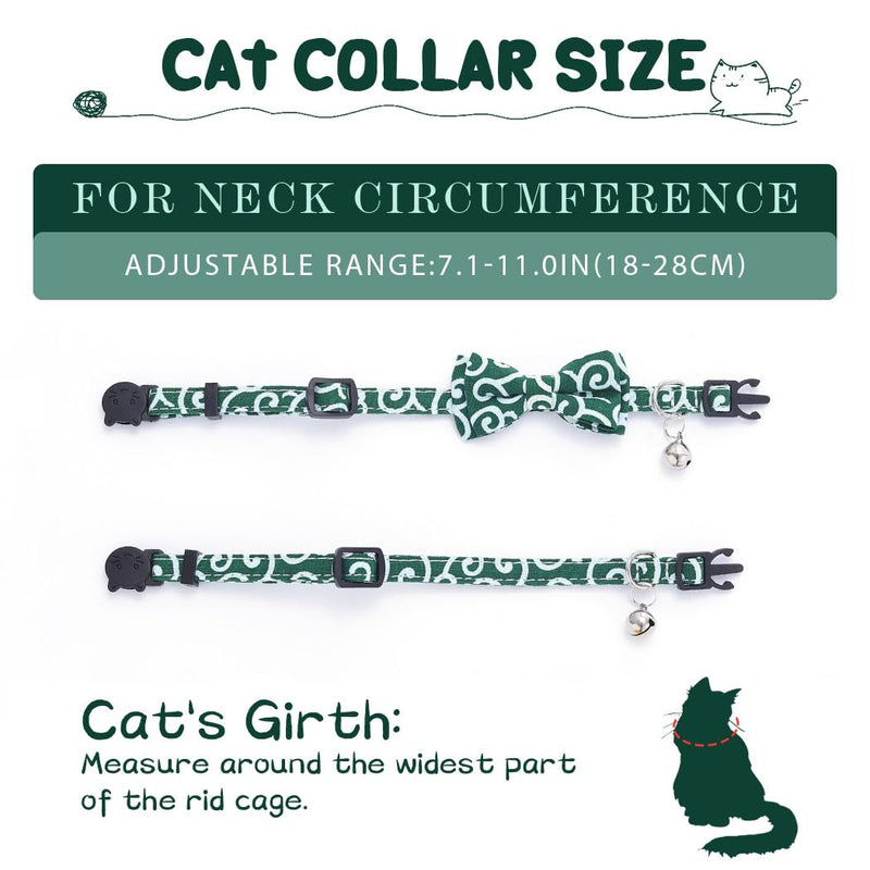 Campsis 2PCS Cat Collars with Bowtie Breakaway Cat Collar with Bell Adjustable Safety Kitten Collar with Removable Bow and Bell for Boy Cats Girl Cats - PawsPlanet Australia