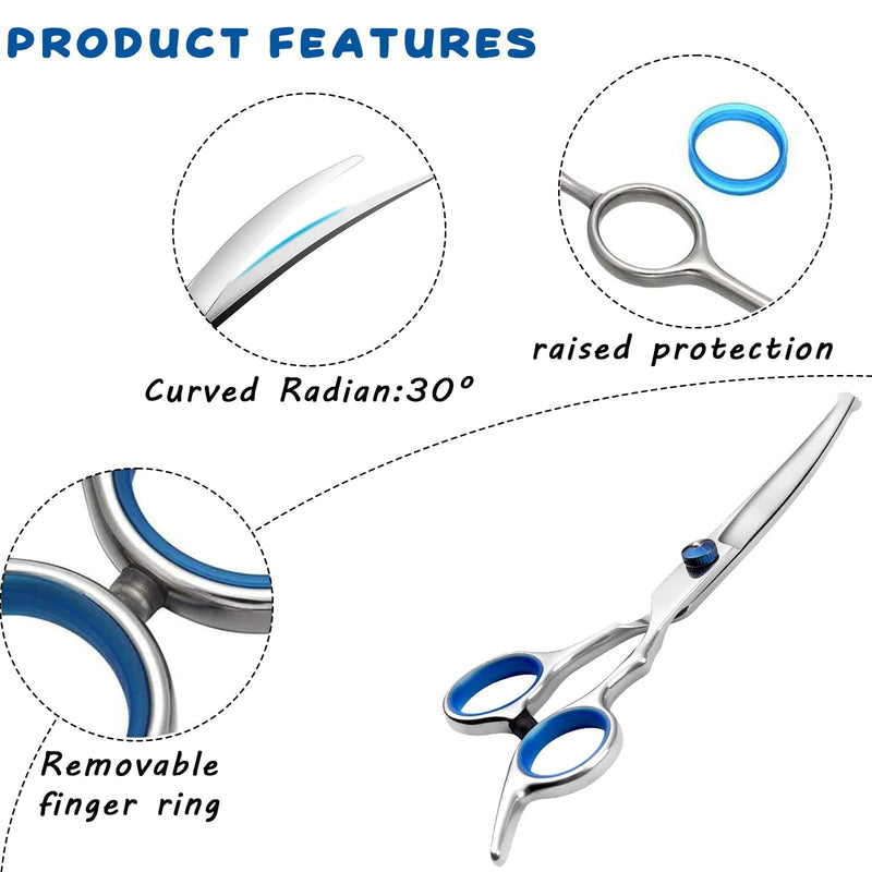 “6.5”Stainless Steel Pet Grooming Scissors Set – Safety Round Tip Curved & Up Curved Shears for Dog Cat Hair Trimming - PawsPlanet Australia