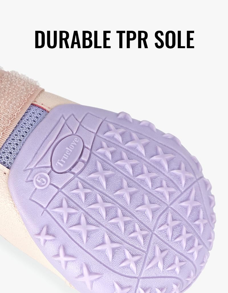 Truelove Dog Boots,Waterproof Pet Shoes with Reflective Straps for Paw Protectors Small Medium Large Dog Summer Winter Snow Outdoor Walking Size 1: 2.24"x1.38" (L*W) (Pack of 4) Pink - PawsPlanet Australia