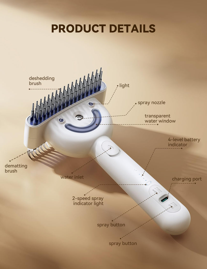 Dog Brush for Shedding with Steam, Dog Brush for Long Haired Dogs and Cats, Dual-Sided Dematting and Deshedding, Safe Non-Deforming Steel Pins, for Medium-Thick Coats Prone to Tangles & Shedding - PawsPlanet Australia