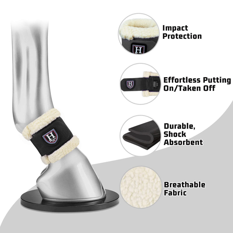 Harrison Howard Essential Premium Horse Pastern Wraps with Berber Fleece Lining, Sold in Pairs Black - PawsPlanet Australia