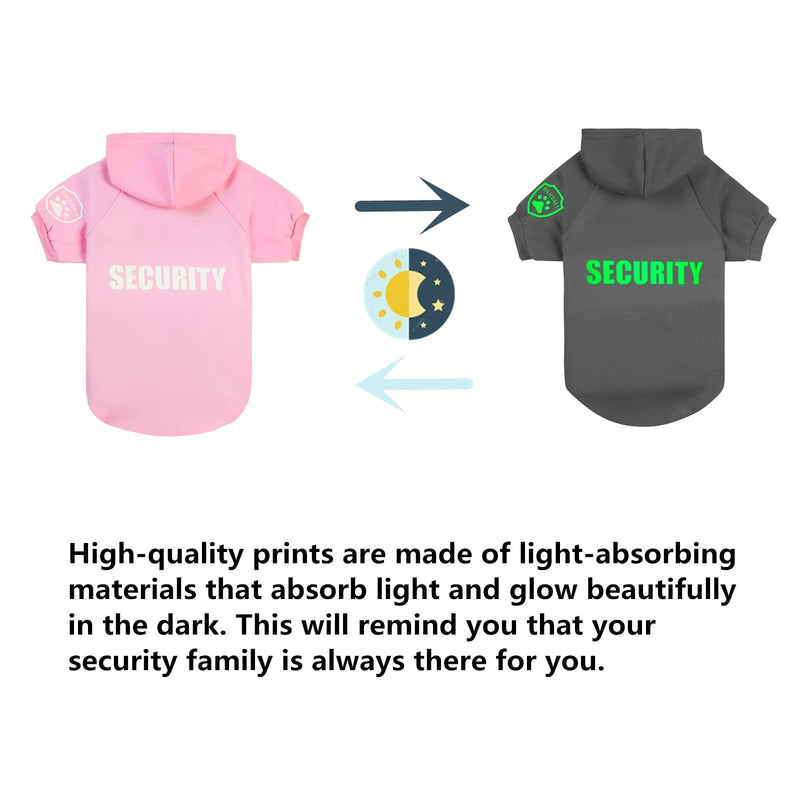 Dog Security Hoodie with Glow-in-The-Dark Prints DAJIDALI Dog Clothes Apparel Winter Sweatshirt Warm Sweater Jacket Coat Hoodie for Small Medium Large Dog Cat 31" Chest Pink - PawsPlanet Australia