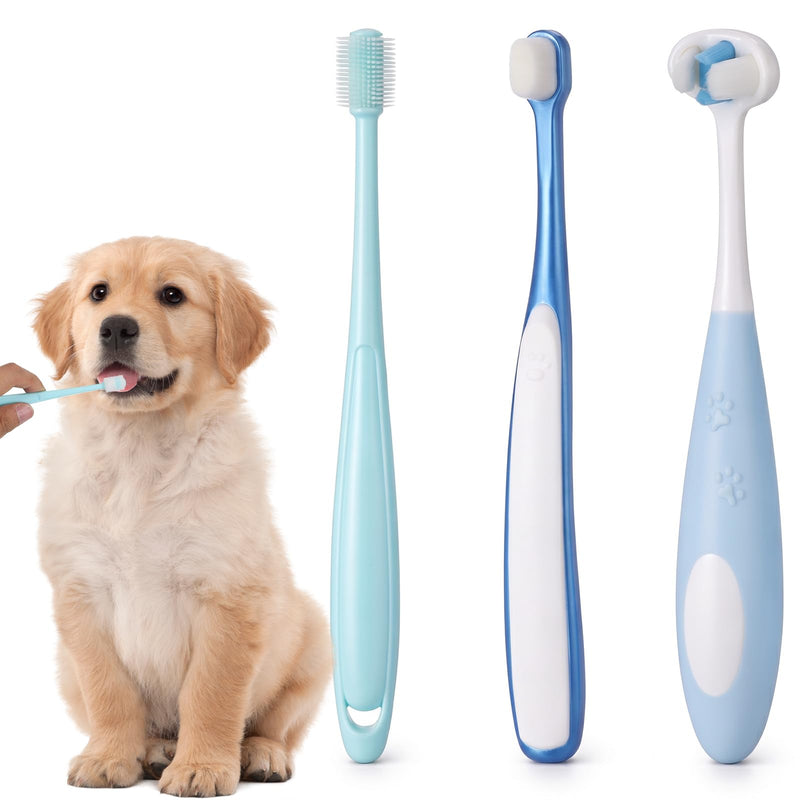 3 PCS Ultra Soft Nano Dog Toothbrush Kit for Small Breed Silicone 360 Pet Tooth Brushes Puppy Tooth Brushing Kit for Puppy Cat Gentle Deep Dental Teeth Cleaning Set