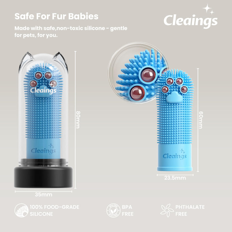 cleaings Dog Toothbrush and Toothpaste Set 4 Pack, Dog Finger Toothbrush with Flavoured Toothpaste, 360° Silicone Pet Toothbrush for Dogs & Cats, Tartar Removal & Fresh Breath, Mixed Flavour Multicolor-mix Flavor