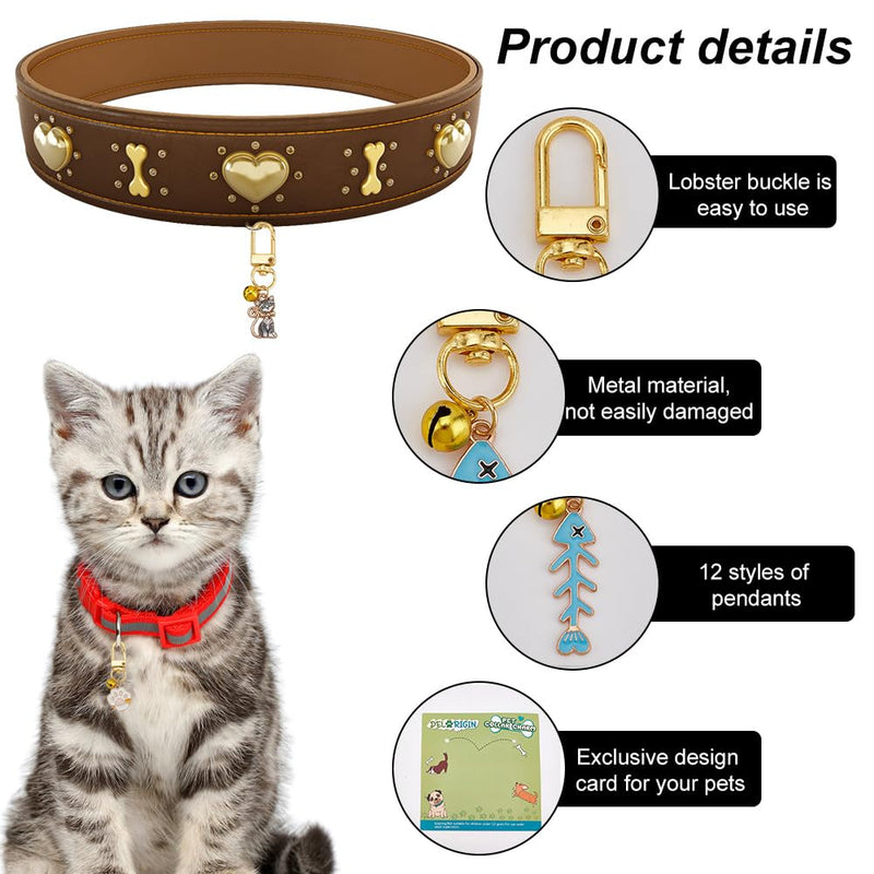 12pcs Cat Dog Collar Bells Charms, Pet Enamel Collar Bells Cat Fishbone Jewelry Bell Charms Cat Paw Alloy Collar Charm Bells for Cat Dog Rabbit Necklace DIY Keyring Pendants Bag Decor - PawsPlanet Australia