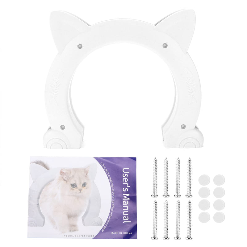 Cat Door Interior Door, Pet Door Cathead Shaped Plastic Cat Pass Through Door with Fish Bone Pattern (White) White - PawsPlanet Australia