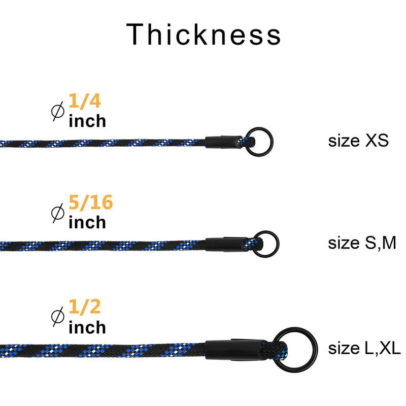 BronzeDog Rope Pro Training Dog Collar Braided No Pull Quick Release Round Lead Collars for Dogs Small Medium Large Puppy (L - 21.7" Long, Blue) L - 21.7" Long - PawsPlanet Australia
