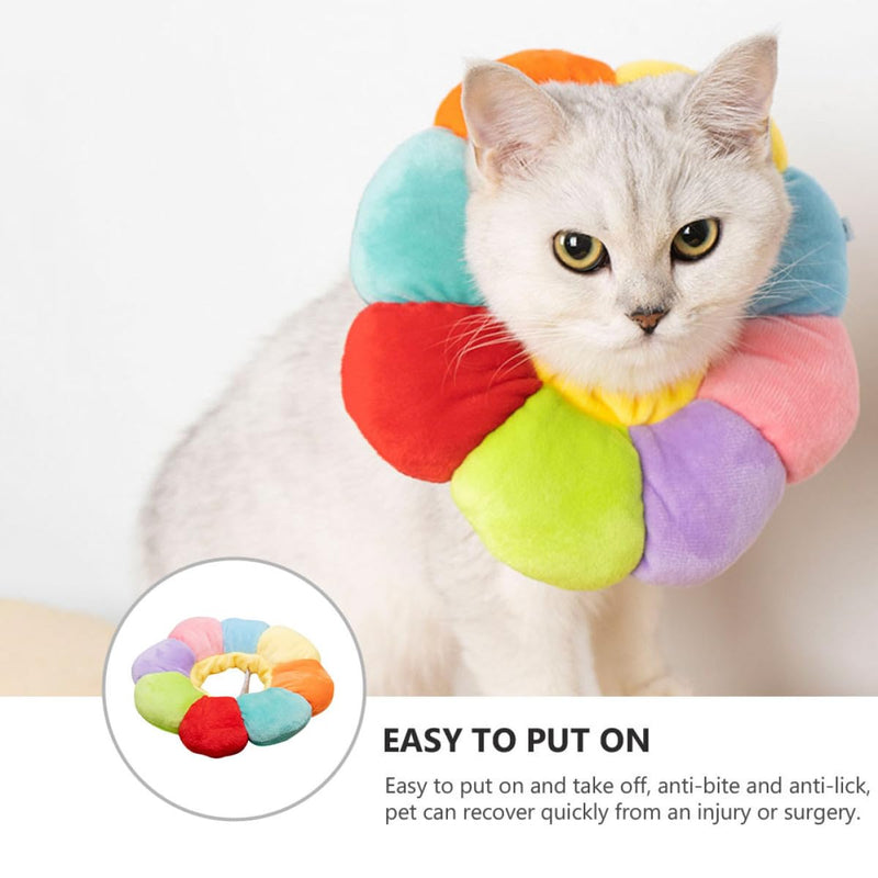 ibasenice Sunflower Cute Surgical Neck Brace Wound Healing Collar for Pets made of PP Cotton with Anti-Lick and Bite Protection for Recovery Phase and Photoshoots