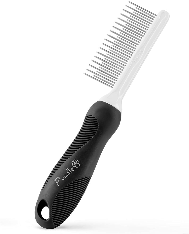 Poodle Pet Bundle - Dematting Fur Rake Comb Brush Tool with Steel Safety Blades and Detangling Pet Comb with Long and Short Stainless Steel Teeth for Detangling Matted or Knotted Undercoat Hair (Black - PawsPlanet Australia