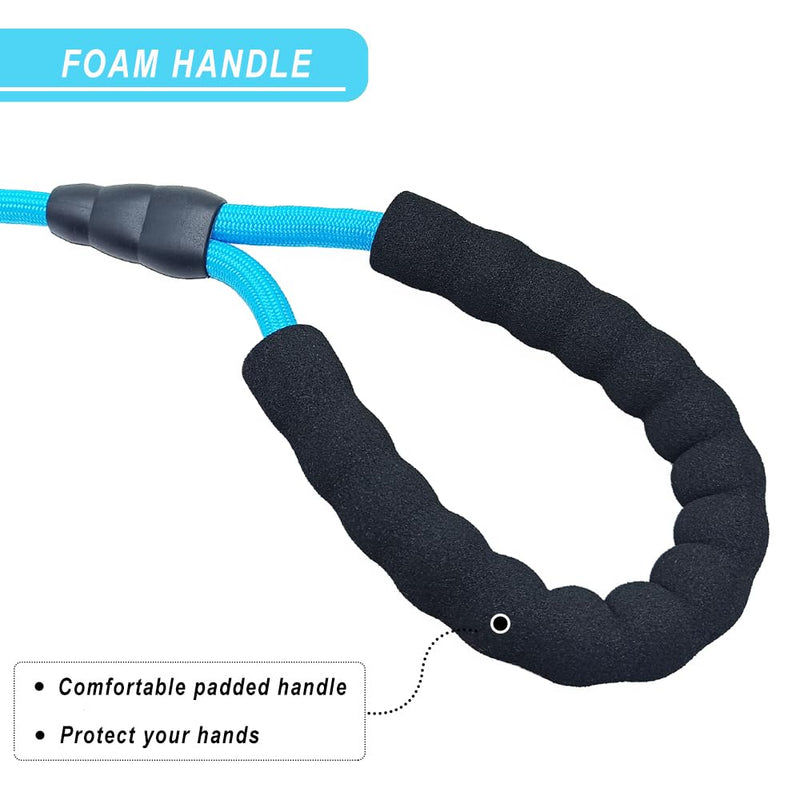 3FT Strong Nylon Rope Dog Leash with Comfortable Padded Handle Classic Dog Leash 1/2" for Medium Large Dogs Walking Blue - PawsPlanet Australia