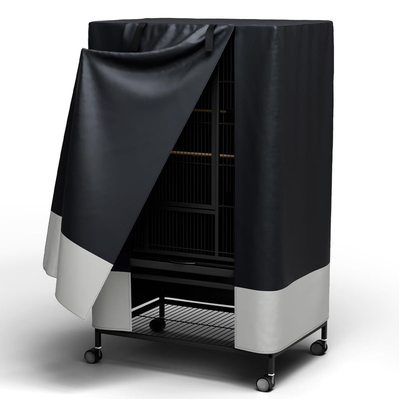 Bird Cage Cover for Night - with Top Blackout Birdcage Cover for Winter Universal Breathable Large Nighttime Cage Cover for Bird (BlackGrey, 33x23x41 inch) L-33x23x41 inch BlackGrey - PawsPlanet Australia