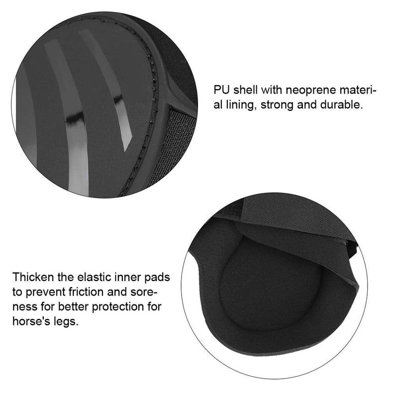 Zerodis Horse Leg Guard, 2 Pair PU Shell Horse Front Back Leg Guard Boot Wrap Protective Boots Horse Fly Leg Guards Set During Jump(M Black) - PawsPlanet Australia