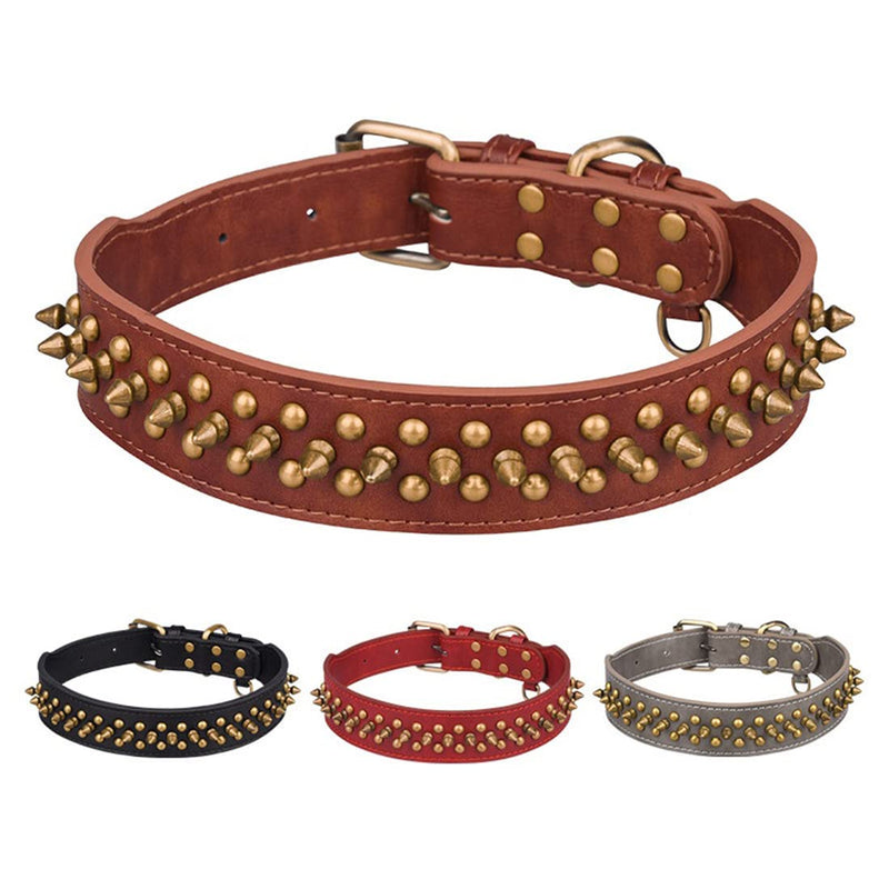Rhinestone PU Collar for Cats Small Medium Dogs Crystal Bow Dog Collar Rhinestone Streamer Adjustable Dog Collar M brown