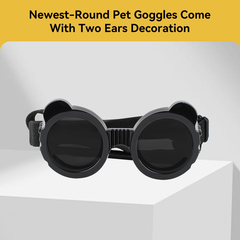 Dog Goggles for Small Dog UV/Wind/Dust Protection Dog Sunglasses for Small Breed with Adjustable Strap - Black - PawsPlanet Australia