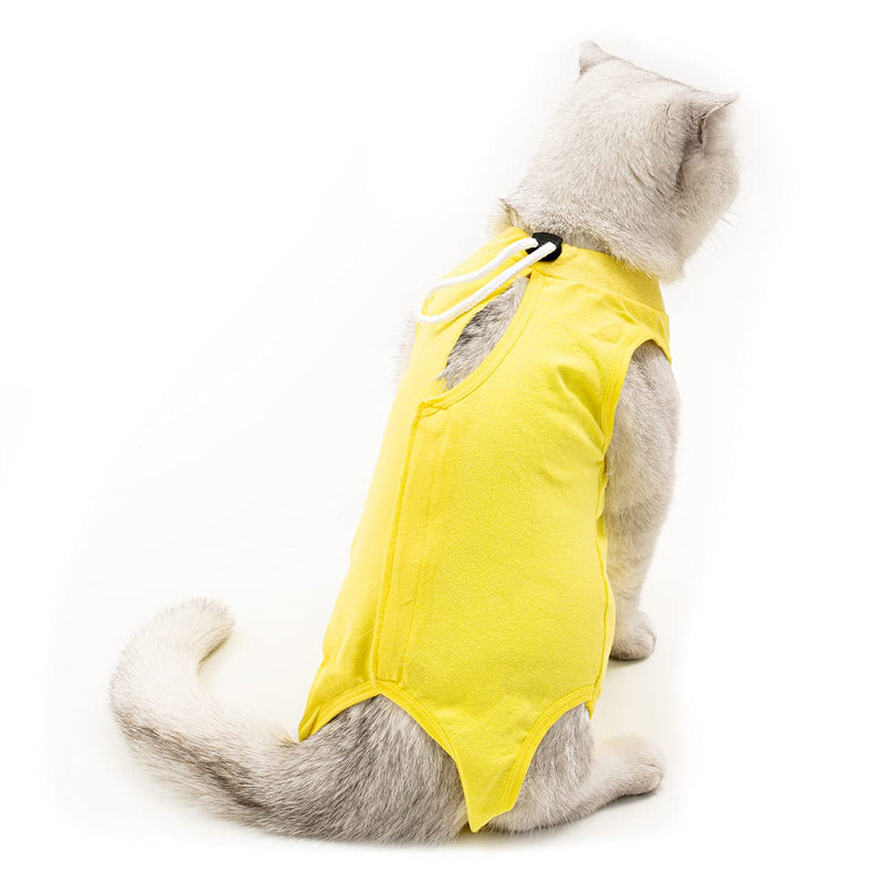 Kitten Onesies,Cat Recovery Suit for Abdominal Wounds or Skin Diseases,After Surgery Wear Anti Licking Wounds,Breathable E-Collar Alternative for Cat Yellow L