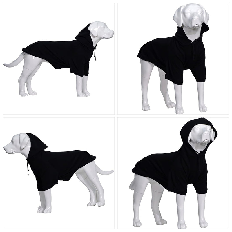 Lovelonglong Blank Basic Hoodie Sweatshirt for Dogs 100% Cotton Fits Small Medium Dachshund Large Dog Black 3XL 3XL (-60lbs)