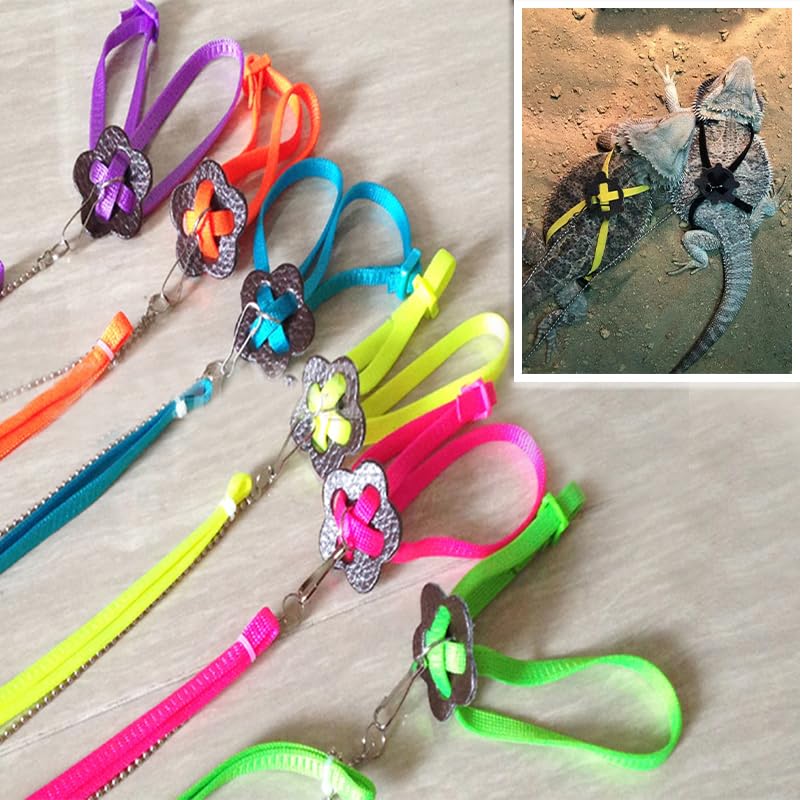 Adjustable 4.72inch Reptile Lizard Harness Leash,Turtle Lizard Pet Traction Belt Bearded Dragon Accessories Soft Small Pet Animal Harness Rope Outdoor Used(Blue) Blue - PawsPlanet Australia