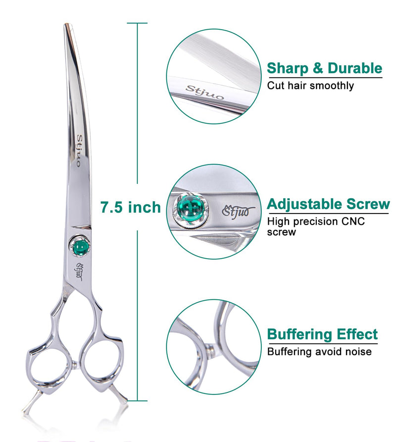 Dog Grooming Curved Scissors 7 inch Professional Pet Shears Made Of Japanese Advanced Stainless Steel Professional Grooming Scissors for Dogs Cats and Other Pets - PawsPlanet Australia