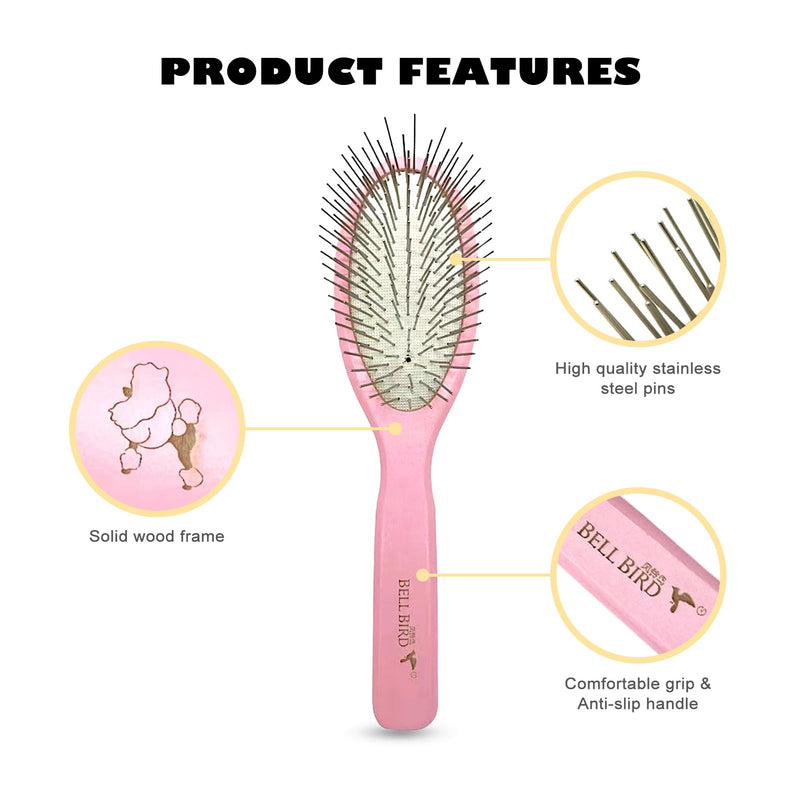 Der Meister Pin Brush, Pets Shedding, Dematting and Grooming Tool for Dogs and Cats With All Hair Types, Remove Loose Fur, Undercoat, Mats, Tangled Hair, Knots (Pink) Pink - PawsPlanet Australia