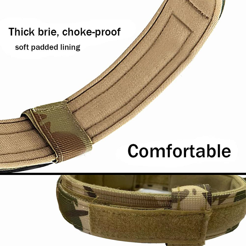 Xqpetlihai Tactical Dog Collar and Leash Set Adjustable Military Nylon Dog Collar with Control Handle and Heavy Duty Metal Buckle for Large Dogs（Camo L Large (Pack of 1) Camo SET(collar+leash) - PawsPlanet Australia