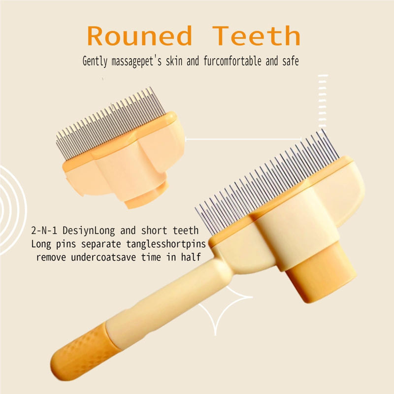 Pet Hair Removal Comb Flea Comb, Cat Grooming Brush with Release Button, Cat Grooming Supplies for Short and Long Hair Cats Removing Matted Fur - PawsPlanet Australia