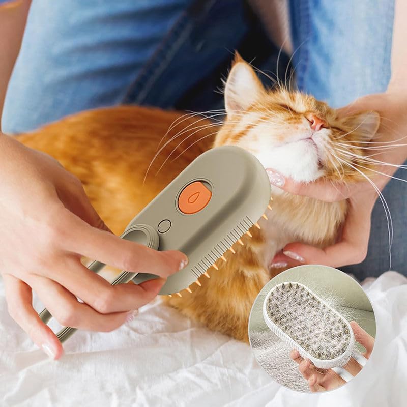 3-in-1 Cat Grooming Brush – Water Spray & Self-Cleaning Shedding Brush for Cats & Dogs – Pet Hair Removal & Massage Comb for Long & Short Hair (White) White - PawsPlanet Australia
