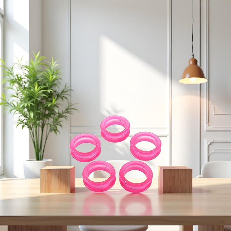 5 Pcs Pink Silicone Finger Rings for Hair Cutting Scissors, Silicone Finger Rings Grips Grooming Shear Thumb Inserts Finger Protector Ring for Barber Hair Cutting Scissors Pet Shears - PawsPlanet Australia
