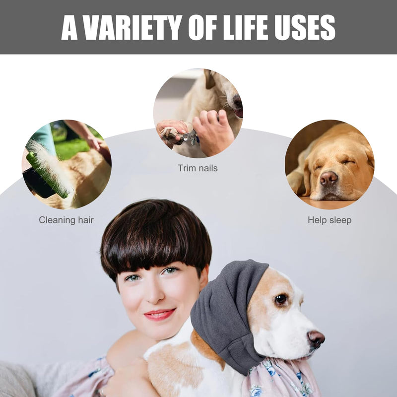 MADGININE Dog Ear Snood Ear Protectors for Dogs - Adjustable, Warm, Comfortable & Fashionable - Grey, Medium
