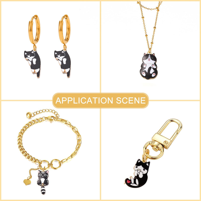 LiQunSweet 20 Pcs 10 Styles Assorted Enamel Flatback Animal Pet Charms Black Cat Kitten Charms for DIY Bracelet Necklace Jewelry Making Finding Mixed Cat Black Charms_20Pcs - PawsPlanet Australia
