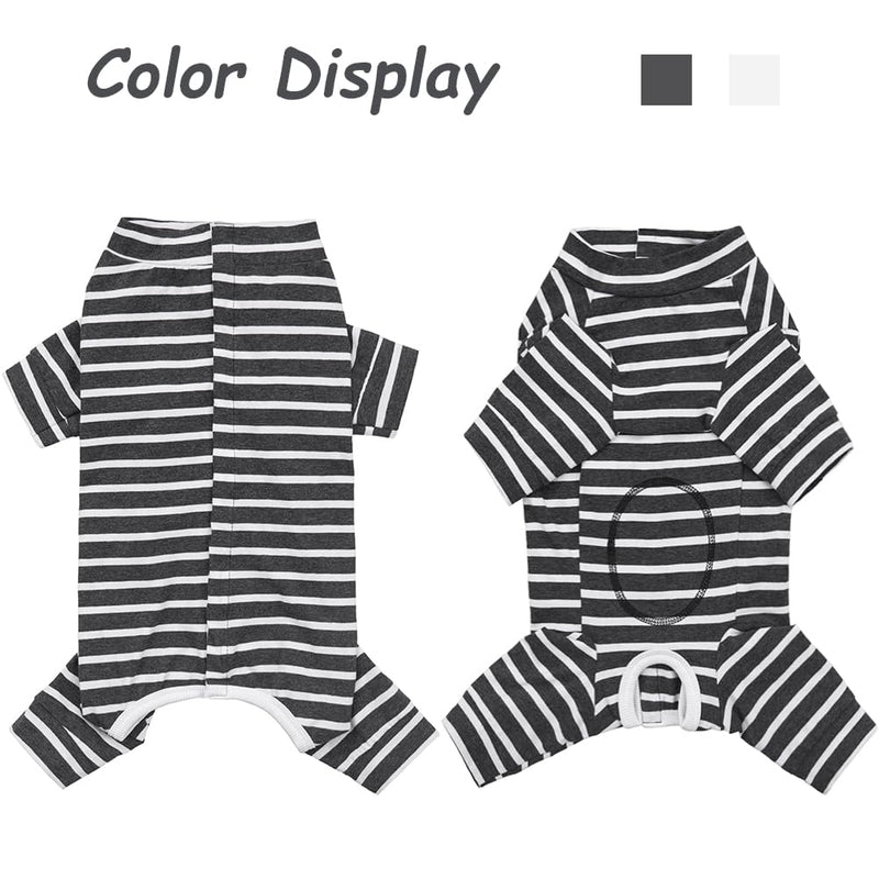 Dog Surgery Recovery Suit for Female Male Puppy,Dog Bodysuit Long Sleeve Prevent Shedding and Licking Wound,Dog Pajamas,E-Collar Cone Alternative(Black White Stripe-m) m black - PawsPlanet Australia