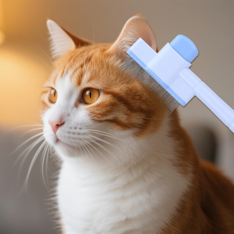 2 Pcs Flea Comb for Cats, Cat Combs Self-Cleaning Cat Grooming Brush with Stainless Steel Teeth Fine Tooth Comb for Long and Short Hair - PawsPlanet Australia