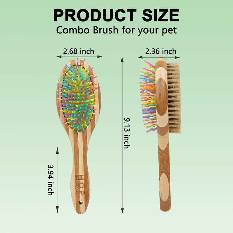 Dog Brush in Mint Green for Dogs Grooming and Detangling, Easy to Hold Ergonomic Handle, Double Sided Soft Silicone Teeth and Bristle Brushes, Best Pet Brush for Curly-haired Dogs, Eco Friendly - PawsPlanet Australia