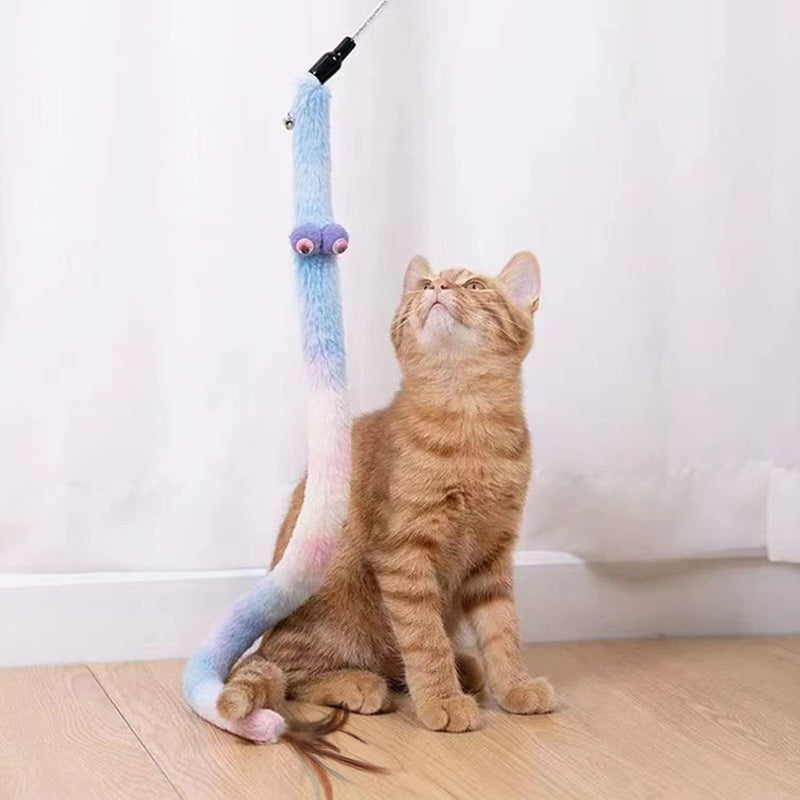 Cat Toys for Indoor Toys,Rainbow Cat Wand Toys,Feather Flips Plush Ball Cat Toys,Interactive Feather Toy for Teaser Play and Chase Exercise with Kitten 6 Pack pack 6 - PawsPlanet Australia