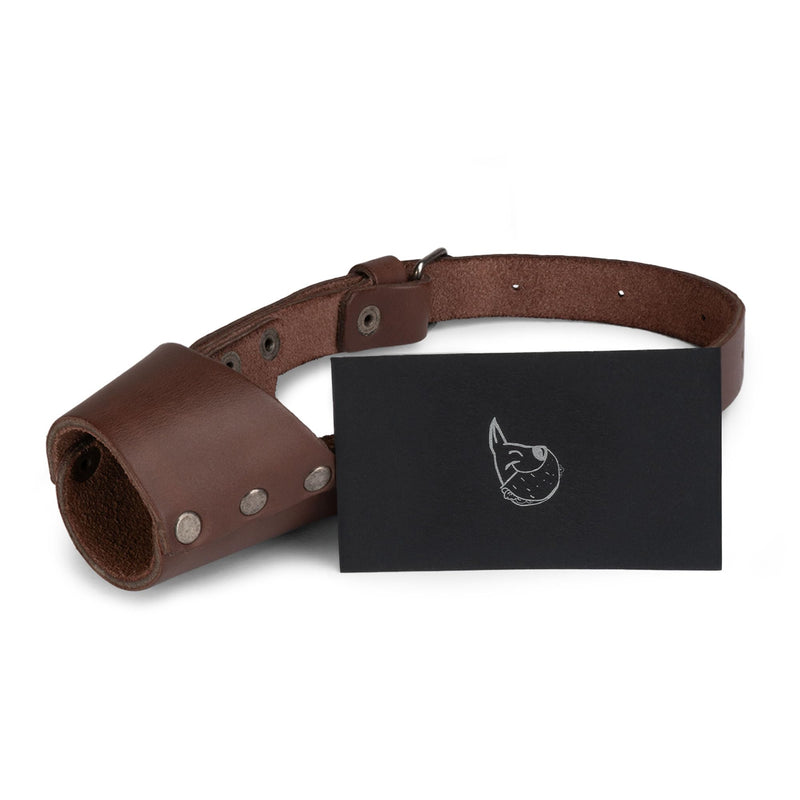 Taco Dog, Leather Dog Muzzle Guard Handmade from Full Grain Leather - Secure Training Cover, Mouth Guard Mask Prevents Biting Chewing (Bourbon Brown, Small) Bourbon Brown - PawsPlanet Australia