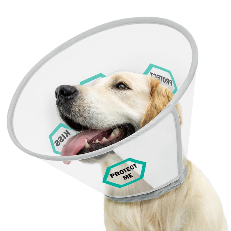 Supet Dog Cone for Dogs After Surgery, Soft Dog Cones for Large Medium Dogs, Comfortable Dog Cone Collar to Stop Licking, Adjustable Pet Recovery Collar for Small Dogs with Soft Protect Edge Word L L (Neck:13.5"-16.0") - PawsPlanet Australia