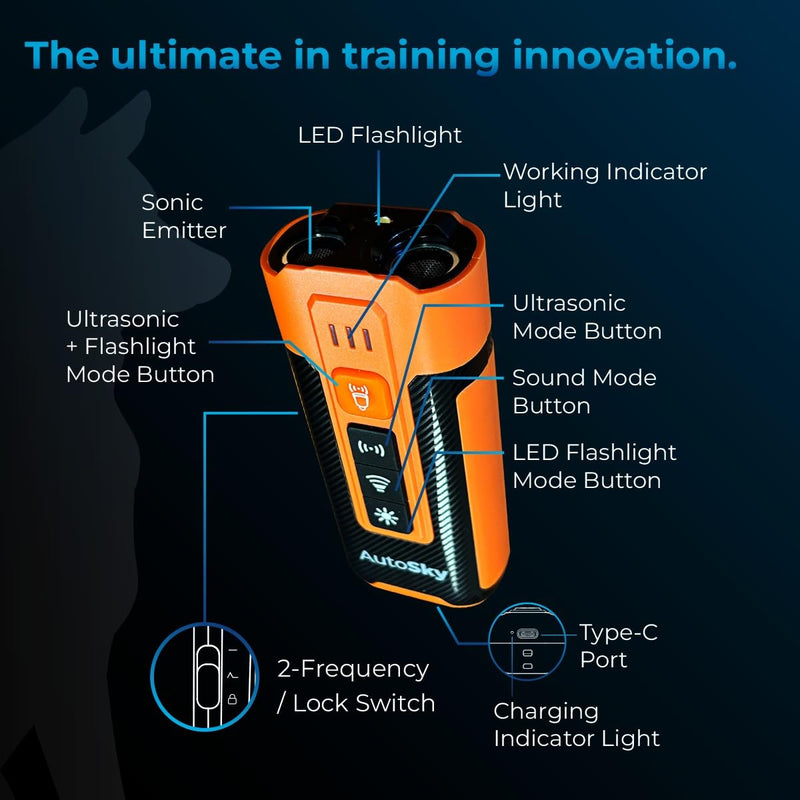 AutoSky Pets Ultrasonic Dog Training Device - No Need to swat or Yell just Point. Long Range and Easy to use - PawsPlanet Australia