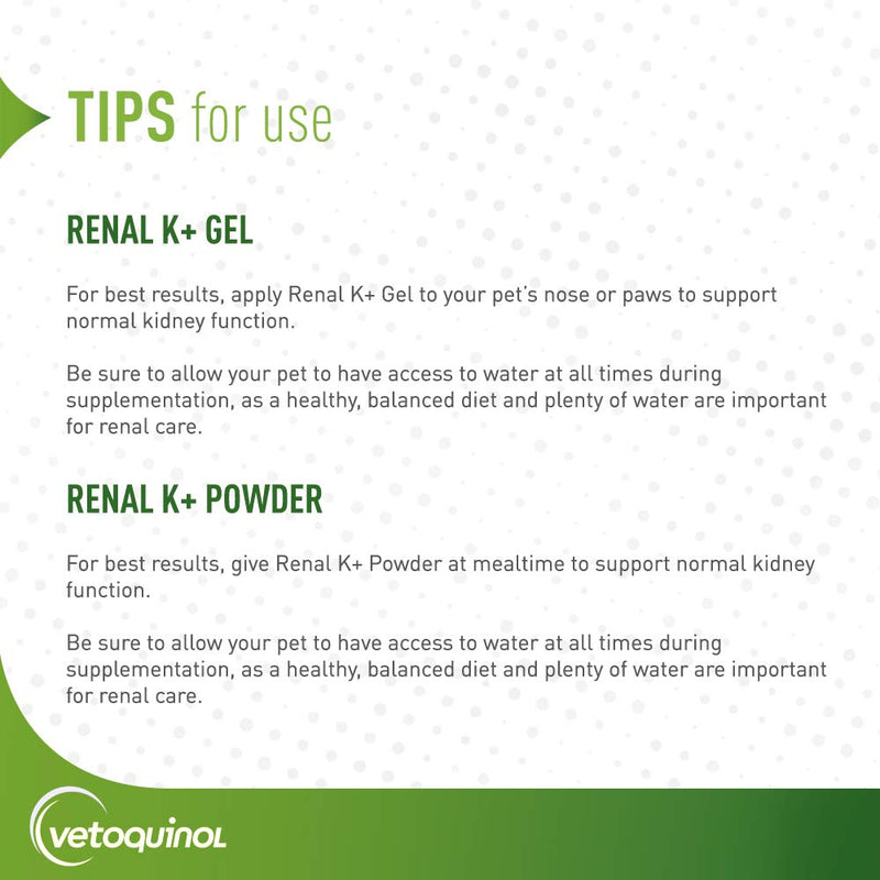 Vetoquinol Renal K+ (Potassium Gluconate) Potassium Supplement Powder for Dogs and Cats, 3.5oz - PawsPlanet Australia