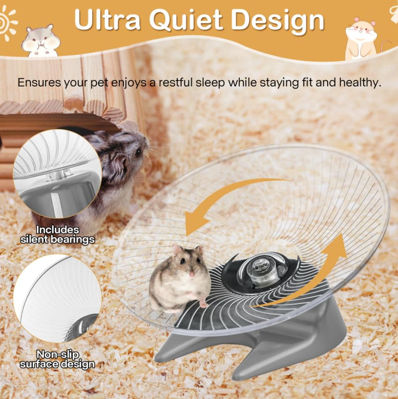 Hamster Wheel Saucer Silent Spinner/Quiet Exercise Flying Runner for Dwarf Hamster/Gerbil Rat/Hermit Crab Small Cage Large - PawsPlanet Australia