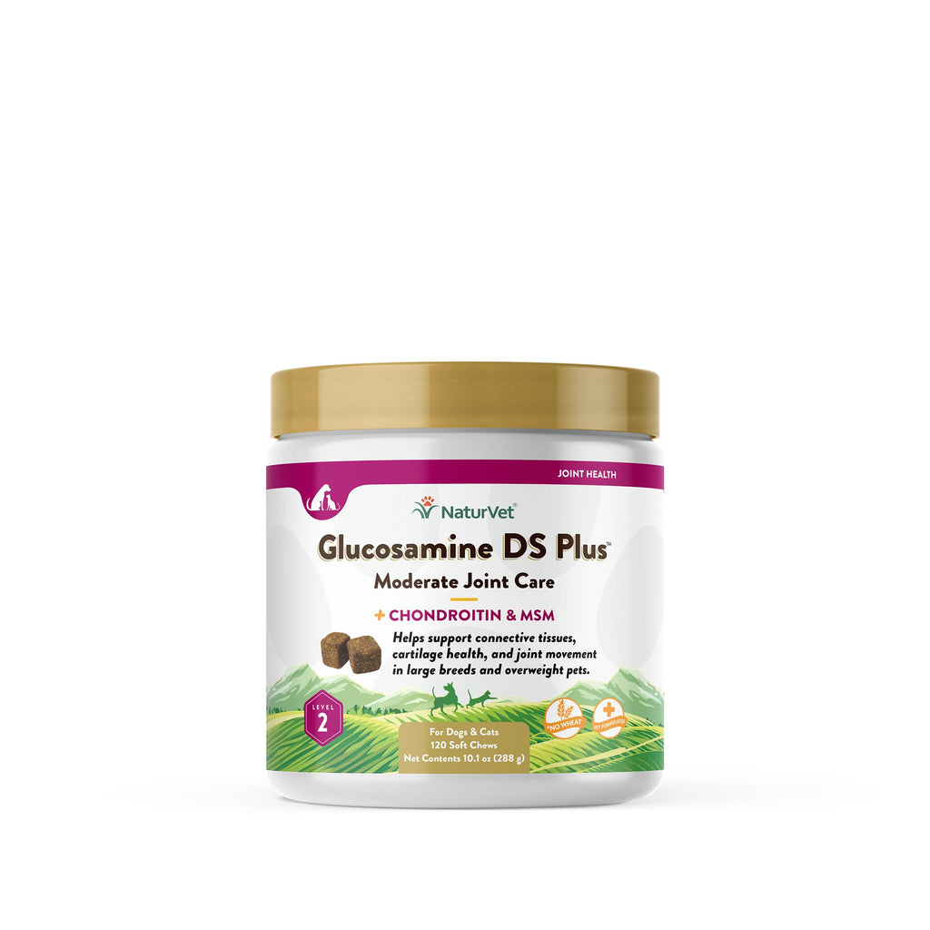 NaturVet – Glucosamine DS Plus - Level 2 Moderate Care – Supports Healthy Hip & Joint Function – Enhanced with Glucosamine, MSM & Chondroitin – for Dogs & Cats–120 Soft Chews Glucosamine-DS Level 2 120 Soft Chews