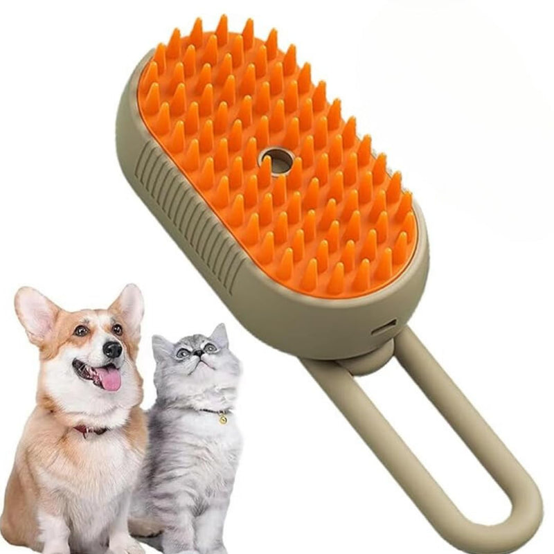 3-in-1 Cat Grooming Brush – Water Spray & Self-Cleaning Shedding Brush for Cats & Dogs – Pet Hair Removal & Massage Comb for Long & Short Hair (White). (White) White