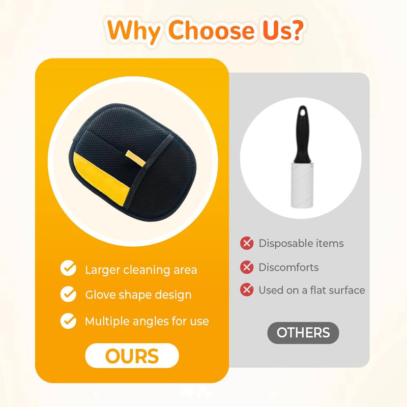 Pet Hair Removal Glove for Cats & Dogs, Upgraded Electrostatic Pet Hair Gloves, Reusable Magic Brush Pet Hair Remover Tool for Laundry, Couch, Carpet, Car Seat Yellow border - PawsPlanet Australia